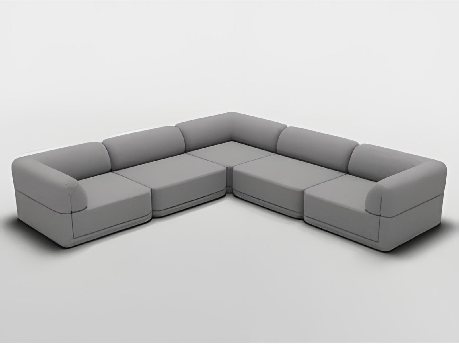 Cube Modular Corner Boucle Sectional Seat in Grey