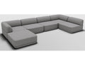Cube Low Mix Ottoman 4-Piece Modular Grey Boucle Sectional Sofa