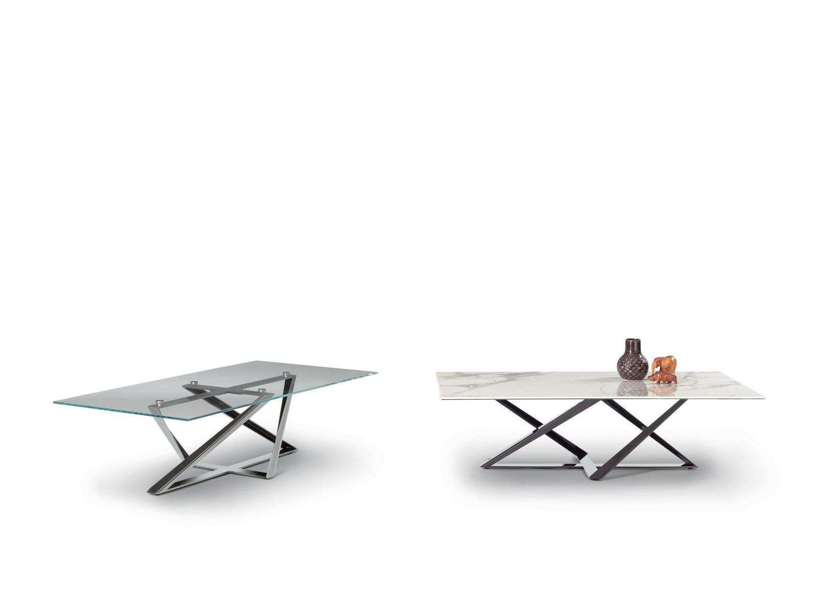 Millennium Rectangle Coffee Table in Natural Silver and Clear Glass