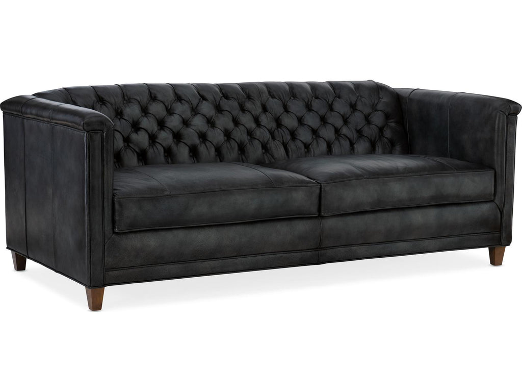 Jaden Tufted Leather Stationary Sofa with 8-Way Hand Tied Construction