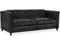 Jaden Tufted Leather Stationary Sofa with 8-Way Hand Tied Construction