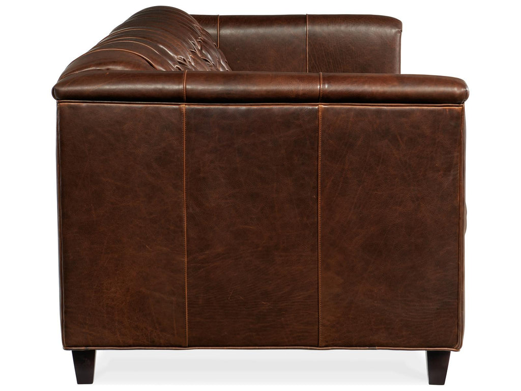 Jaden Tufted Leather Stationary Sofa with 8-Way Hand Tied Construction