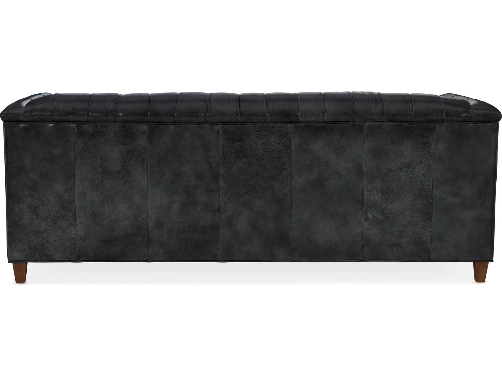 Jaden Tufted Leather Stationary Sofa with 8-Way Hand Tied Construction