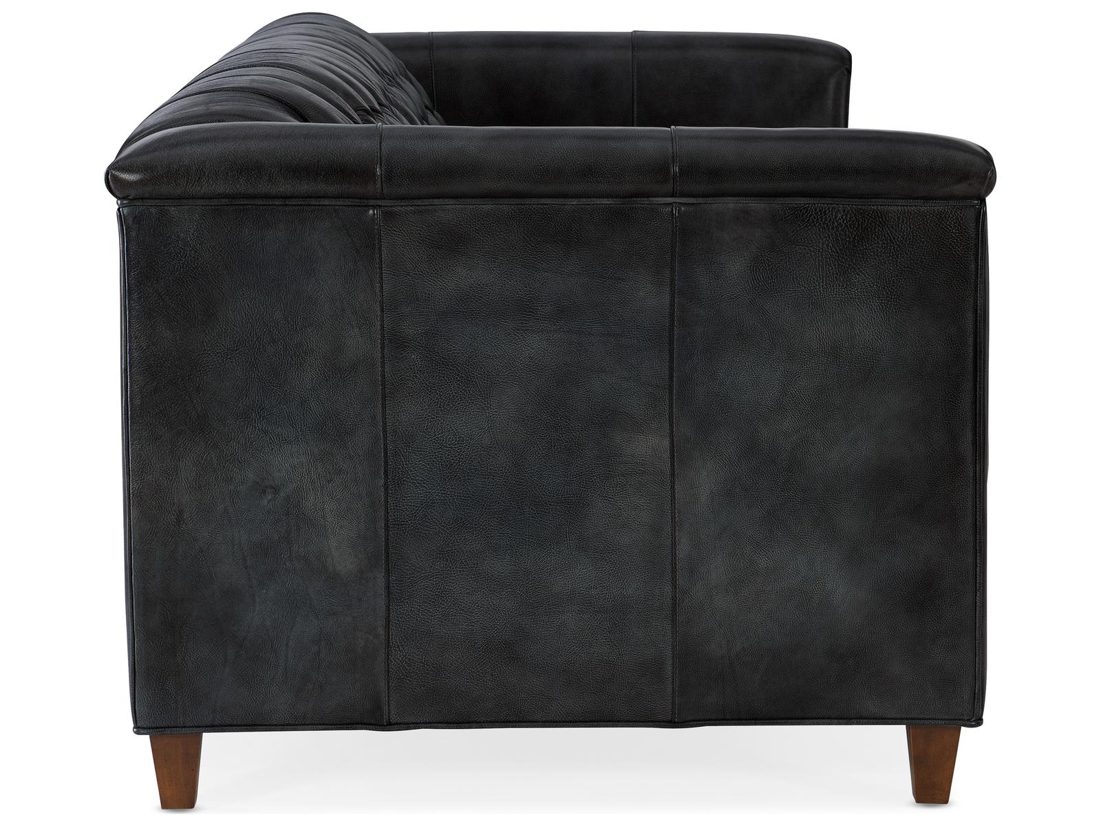 Jaden Tufted Leather Stationary Sofa with 8-Way Hand Tied Construction
