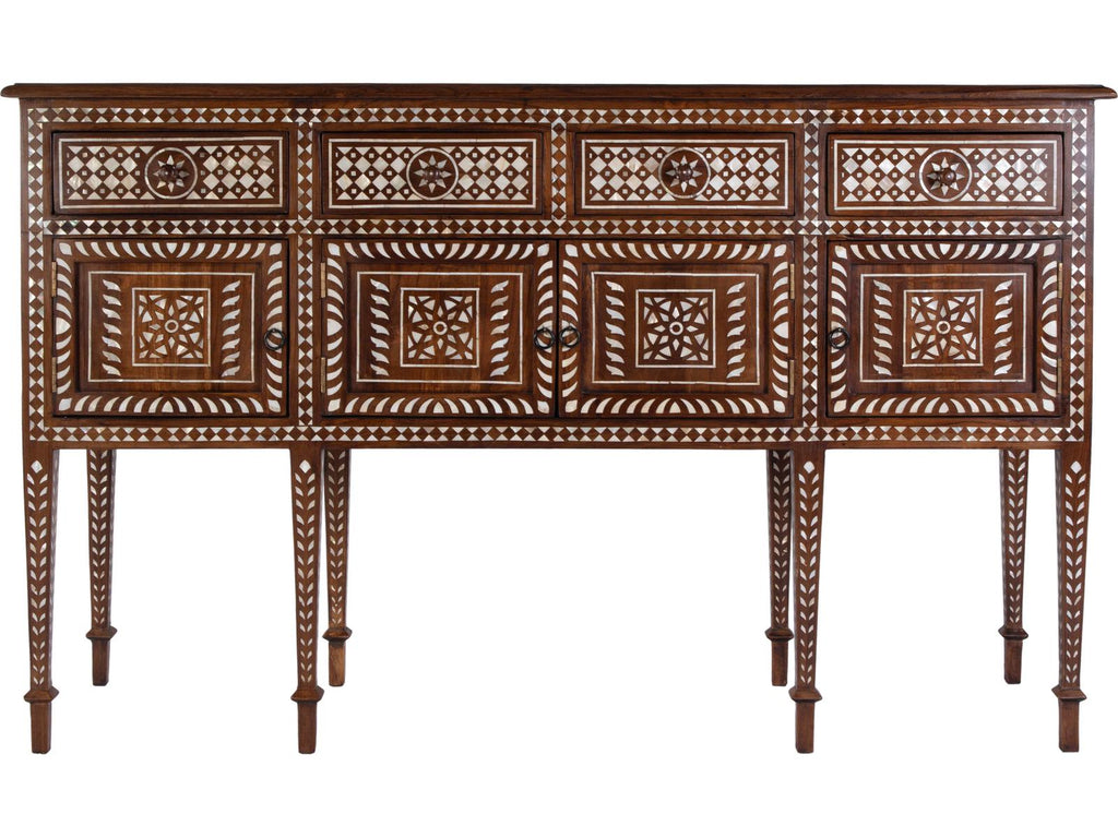 Manali 60-Inch Rectangle Teak and Mother of Pearl Console Table in Brown