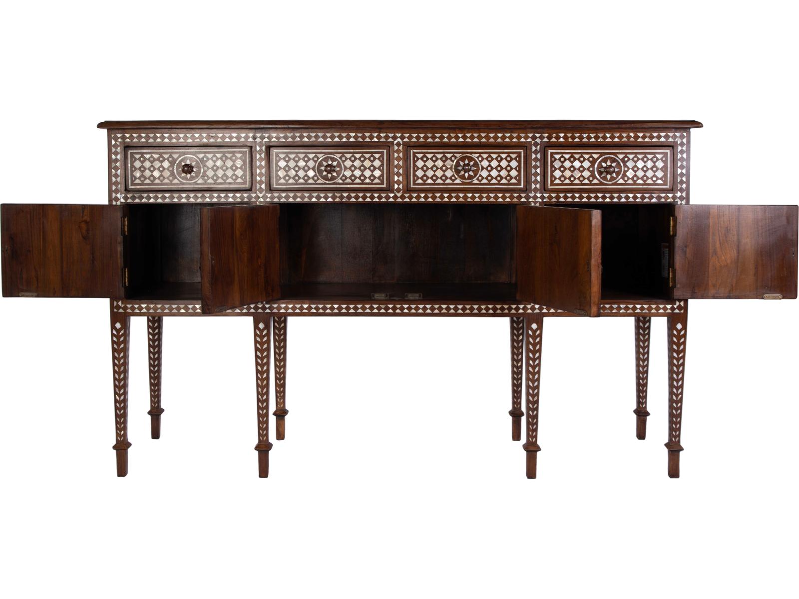 Manali 60-Inch Rectangle Teak and Mother of Pearl Console Table in Brown