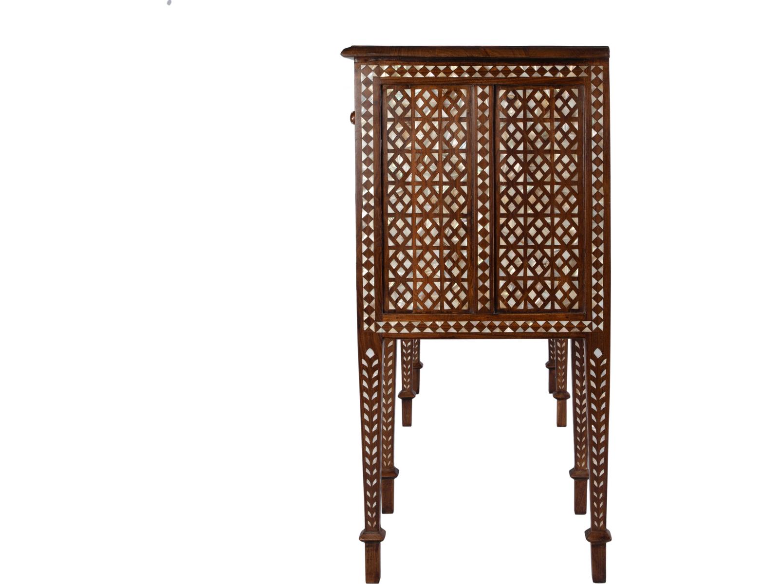 Manali 60-Inch Rectangle Teak and Mother of Pearl Console Table in Brown