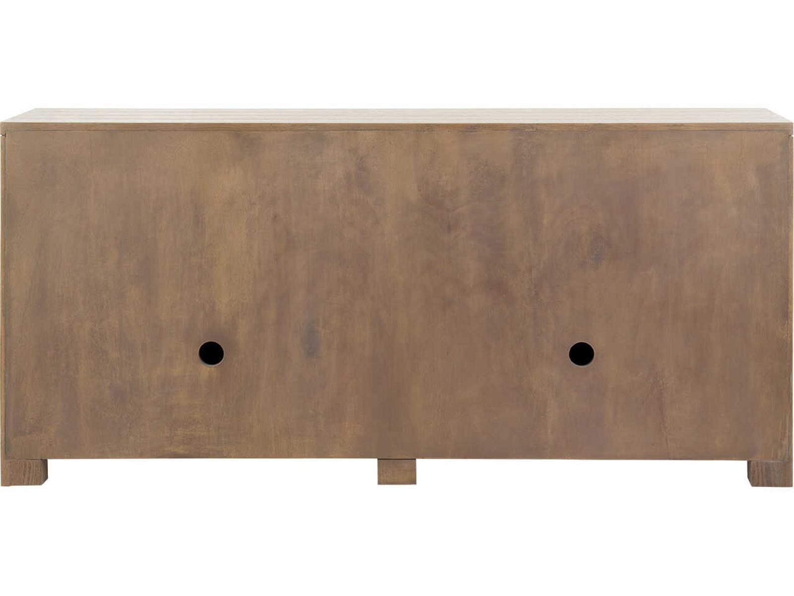 Arcadia 4-Door Cabinet in Soft Glow Oak with Antique Brass Pulls