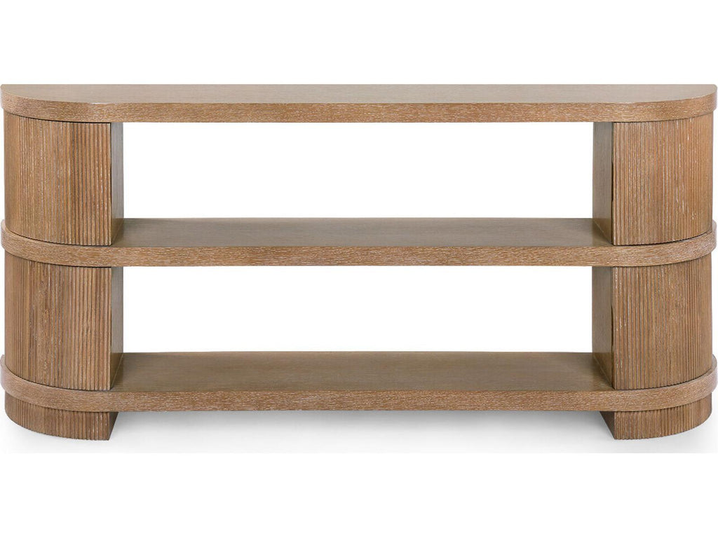 Atlas Soft Glow Oak Wood Console Table with Fluted Ends