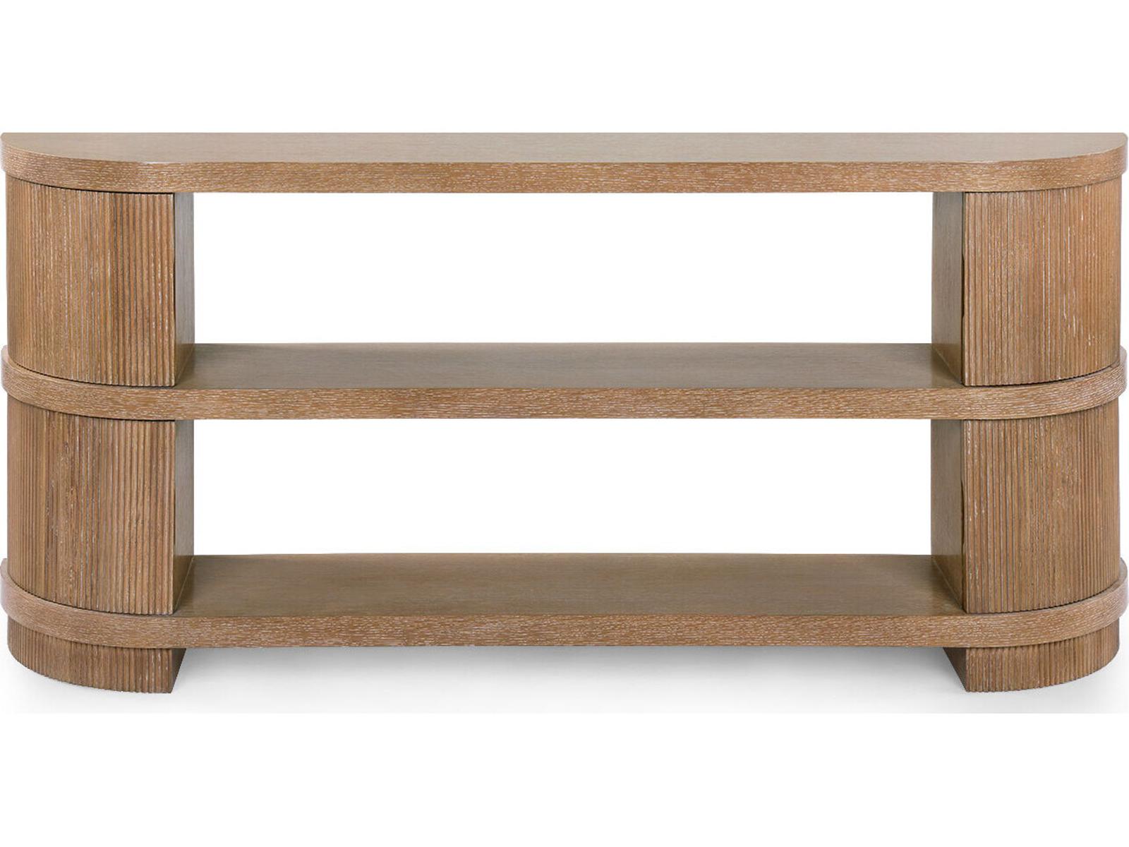 Atlas Soft Glow Oak Wood Console Table with Fluted Ends