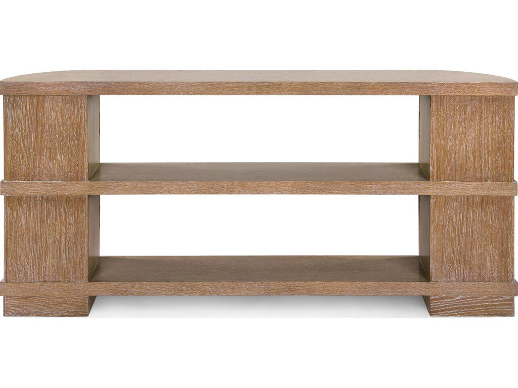 Atlas Soft Glow Oak Wood Console Table with Fluted Ends