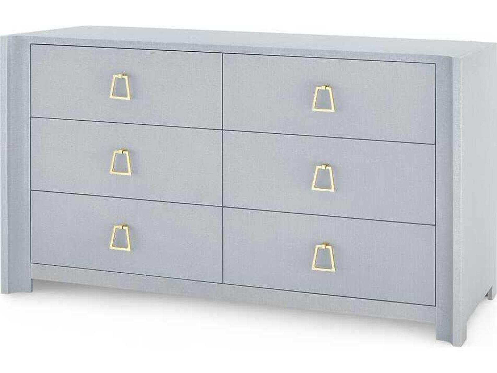 Audrey Extra Large 6-Drawer Dresser in Washed Winter Gray