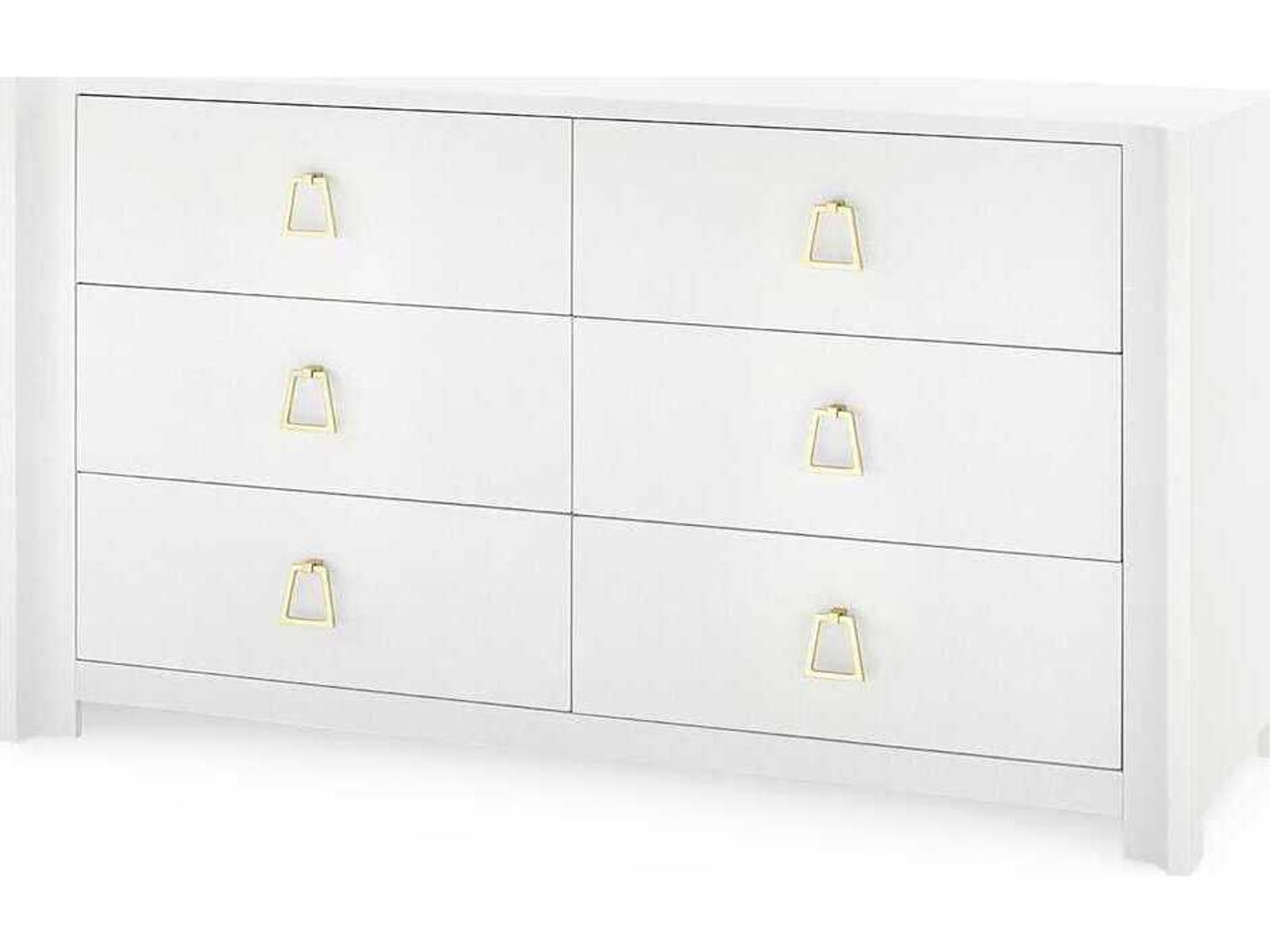 Villa and House Audrey Extra Large 6-Drawer Dresser in Cream with Polished Brass Pulls