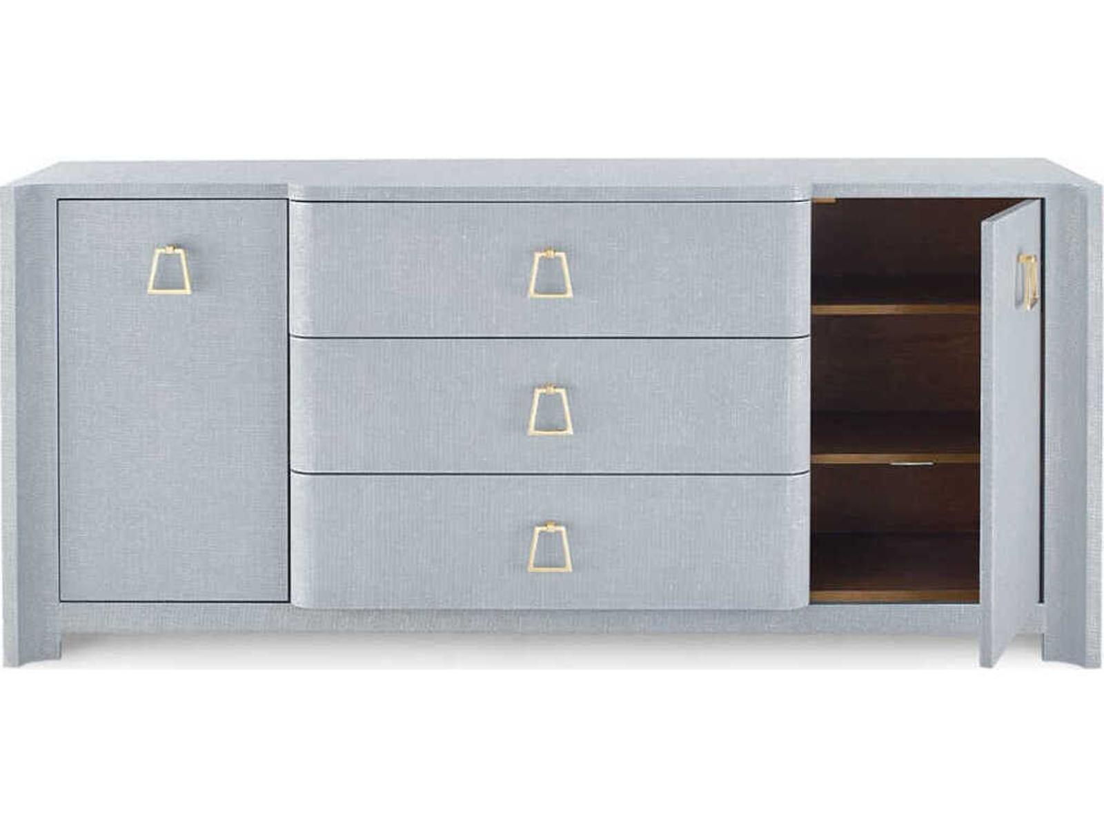Villa and House Audrey 3-Drawer 2-Door Cabinet in Washed Winter Gray