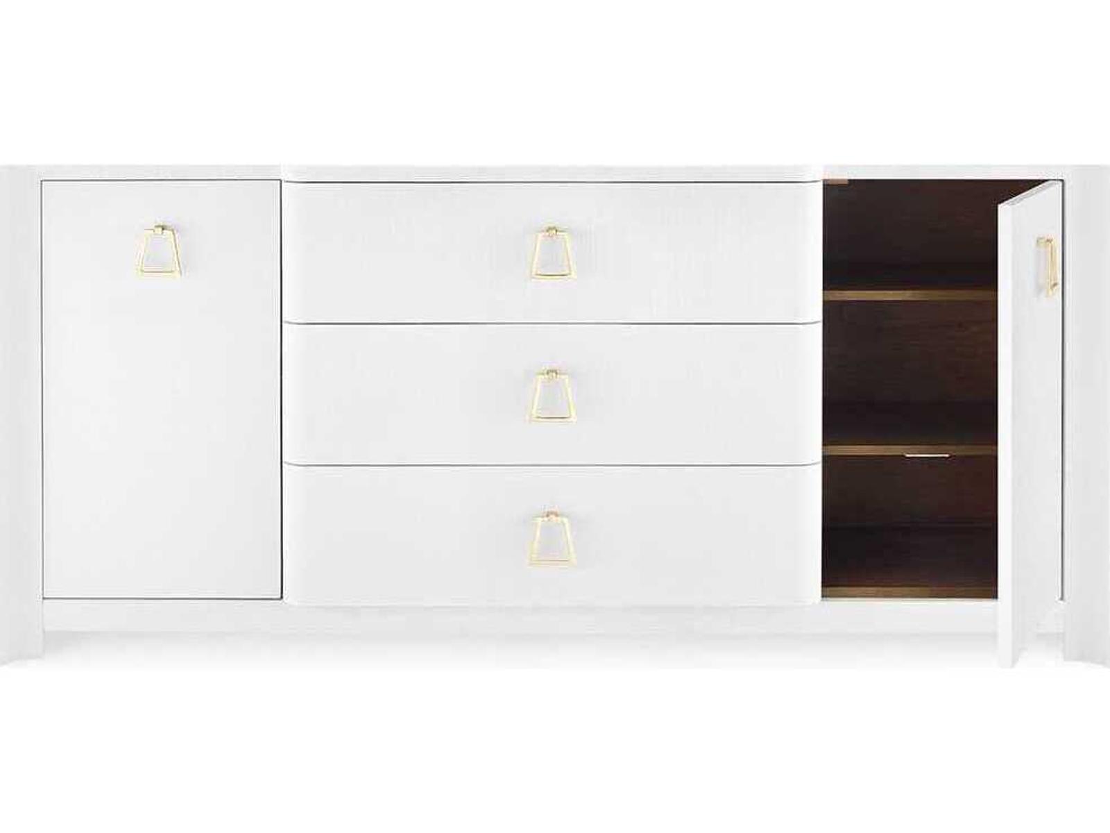 Audrey 3-Drawer 2-Door Sideboard in Cream Lacquered Linen