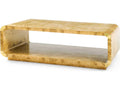 Emil Rectangle Coffee Table in Burl Wood and Brushed Brass