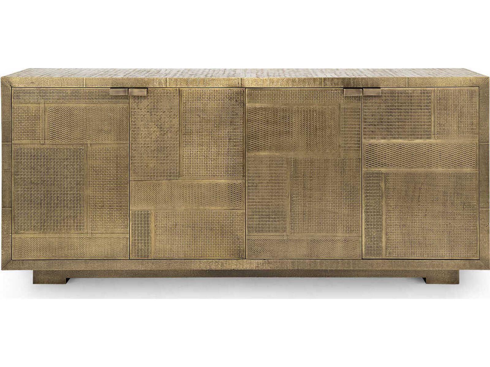 Mark 4-Door Cabinet in Antique Brass