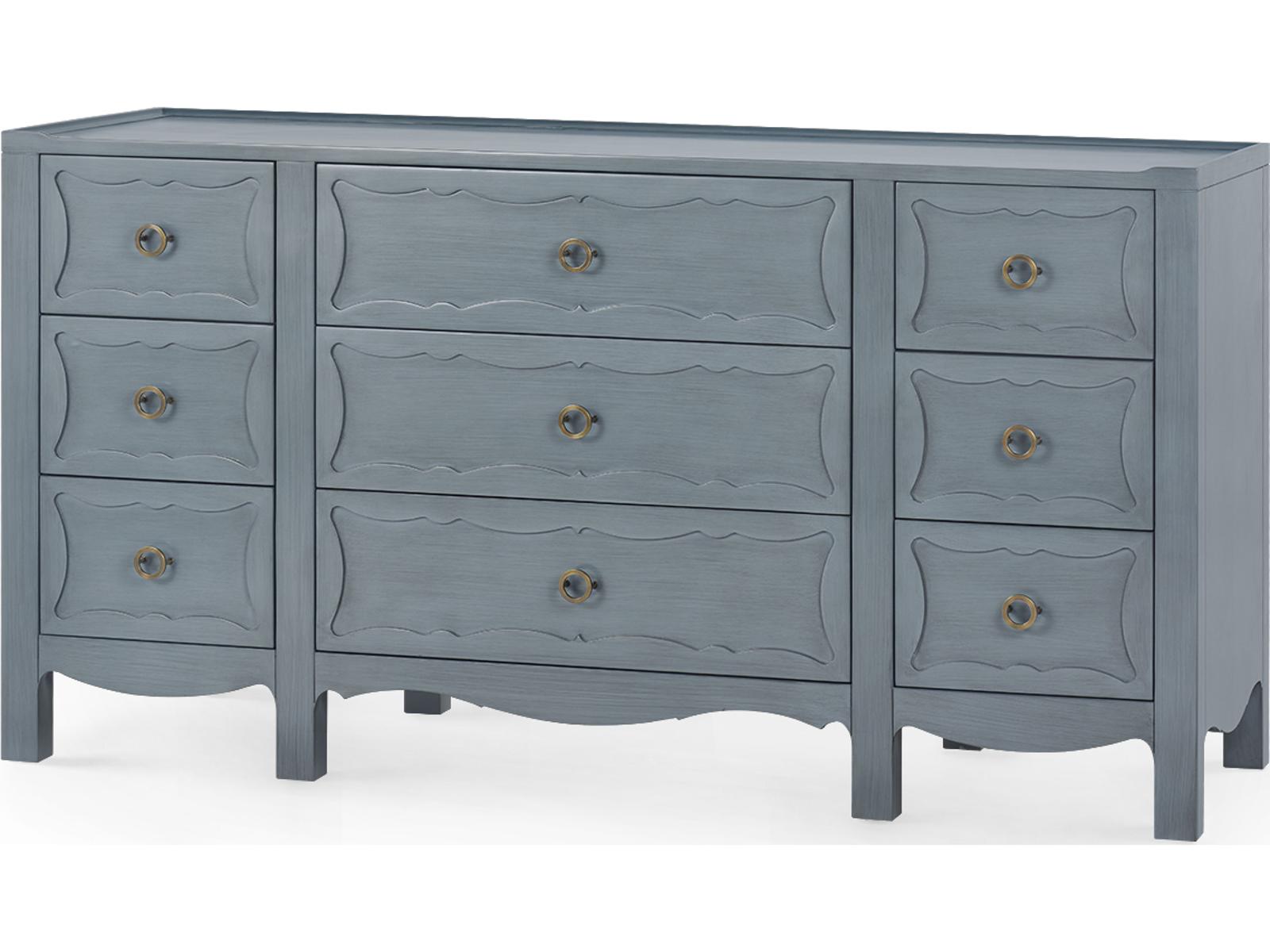 Sara 9-Drawer Dresser in Blue Lacquered Acacia Wood