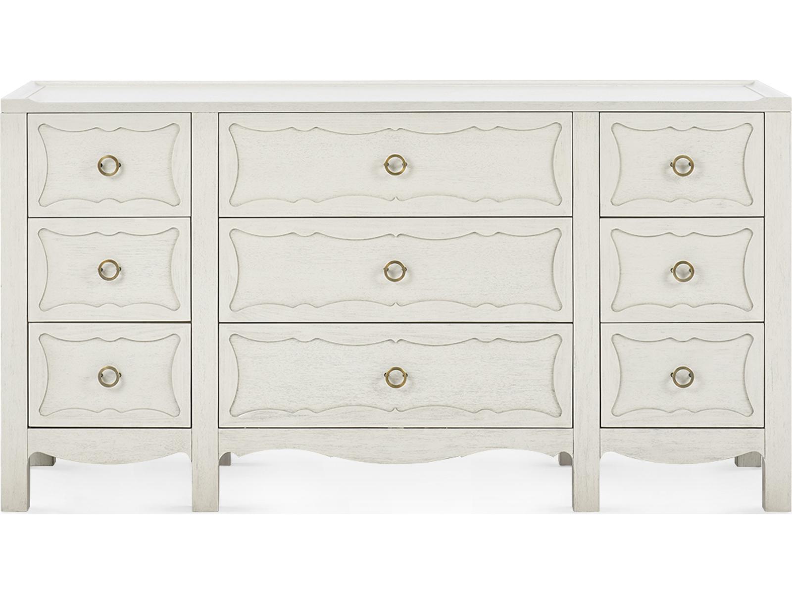Sara Extra Large 9-Drawer Lacquered Wood Dresser in White