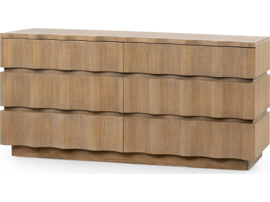 Vanessa 6-Drawer Dresser in Cerused Oak with Almond Finish