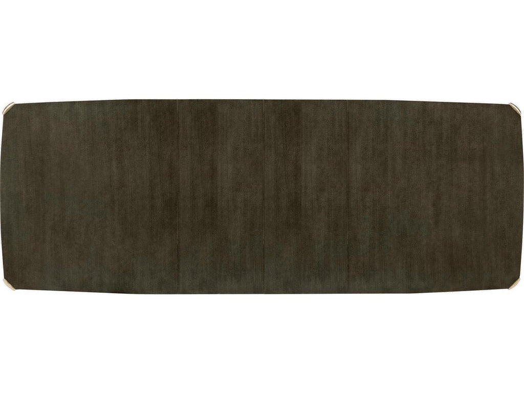 All Trimmed Out Extendable Dining Table in Charcoal Anegre and Whisper of Gold