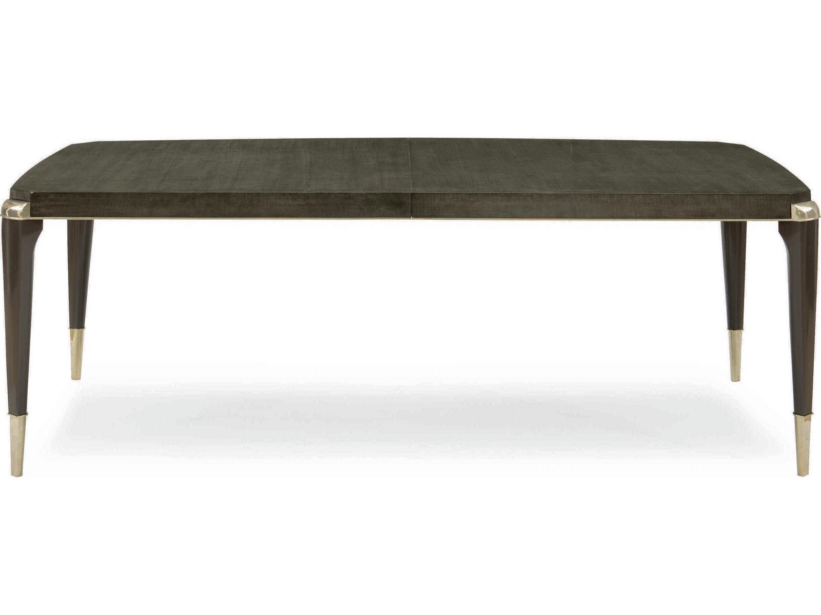 All Trimmed Out Extendable Dining Table in Charcoal Anegre and Whisper of Gold