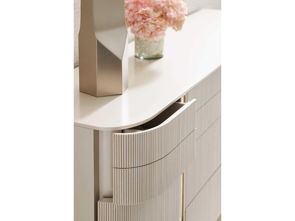 Classic Love at First Sight 9-Drawer Dresser in Matte Pearl and Whisper of Gold