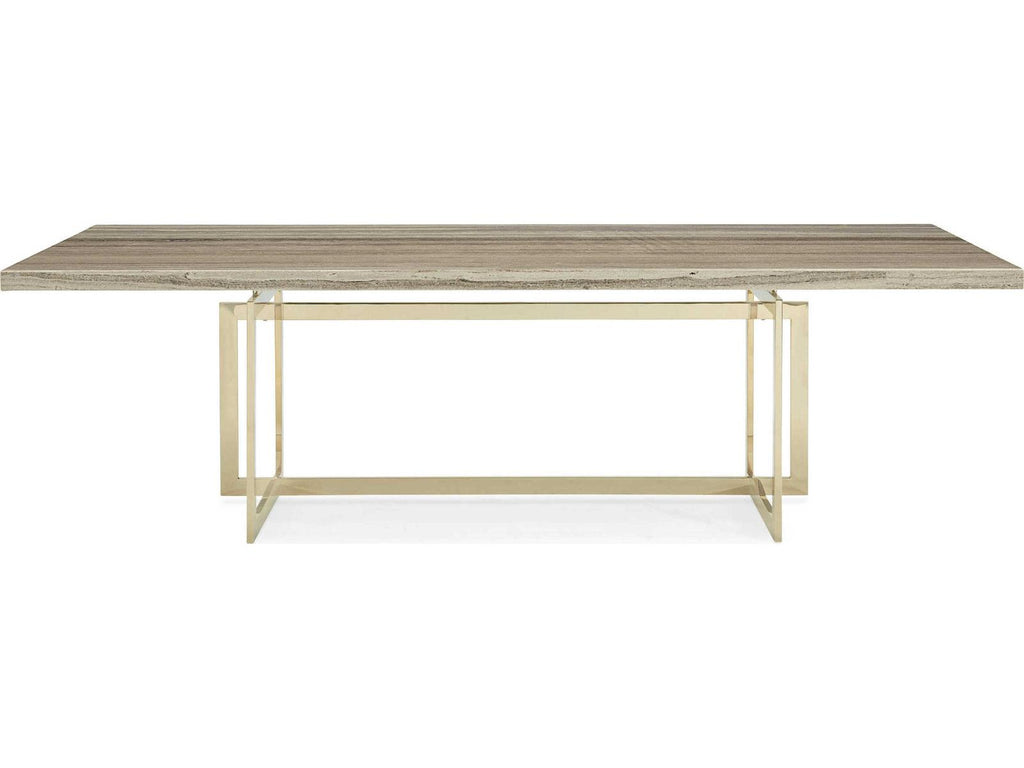 Wish You Were Here 100-Inch Rectangle Dining Table in Gray Sandstone and Whisper of Gold