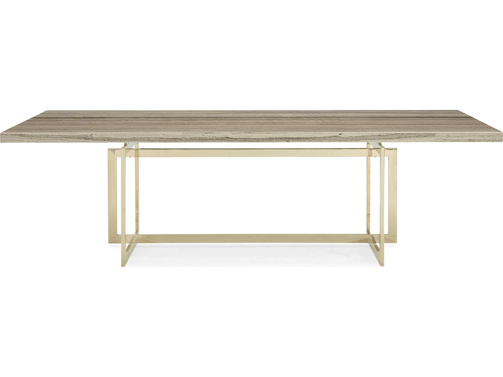 Wish You Were Here 100-Inch Rectangle Dining Table in Gray Sandstone and Whisper of Gold