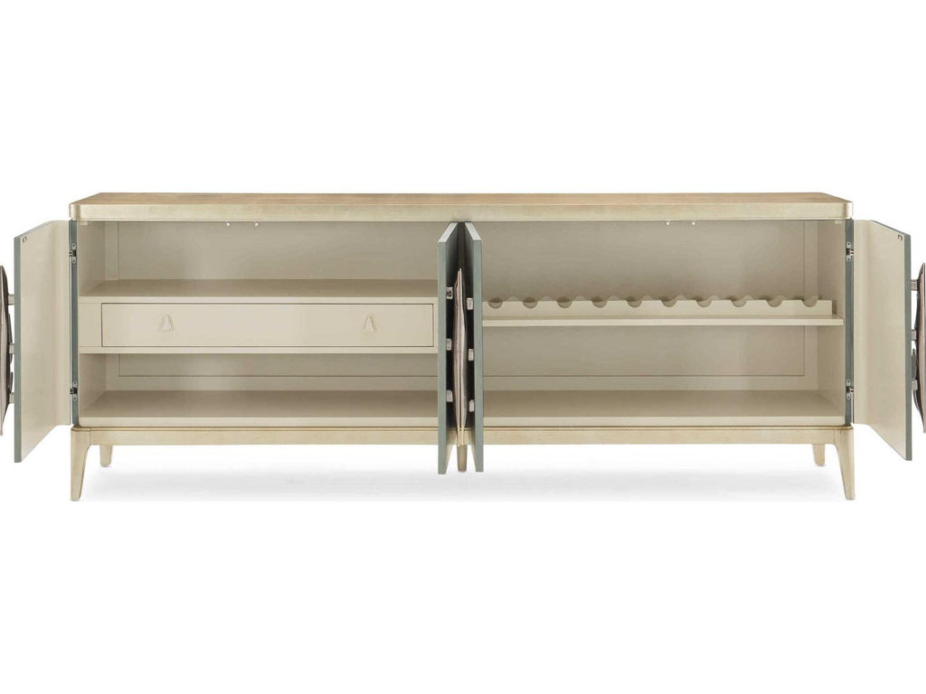 Classic Waterside Buffet with Wine Storage in Tranquil and Coastal Silver Leaf