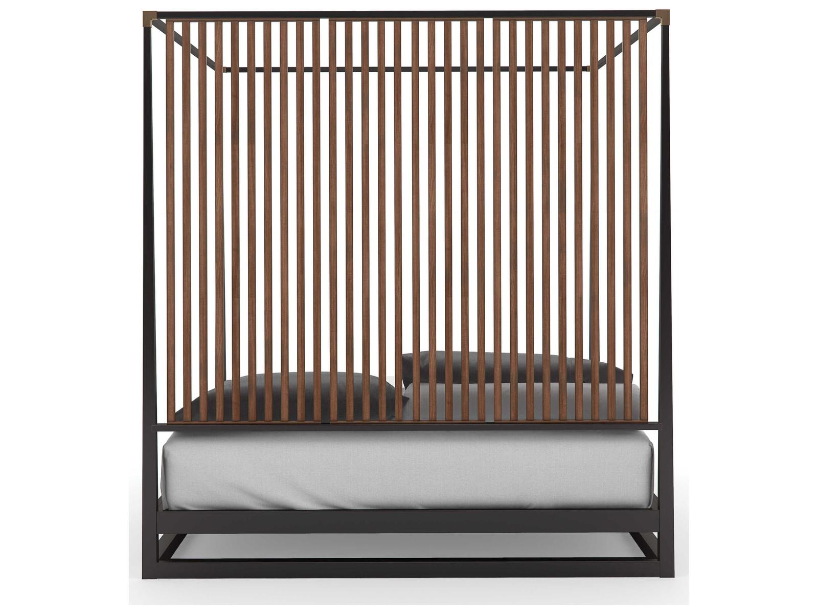 Pinstripe King Canopy Bed in Dark Chocolate and Rich Walnut