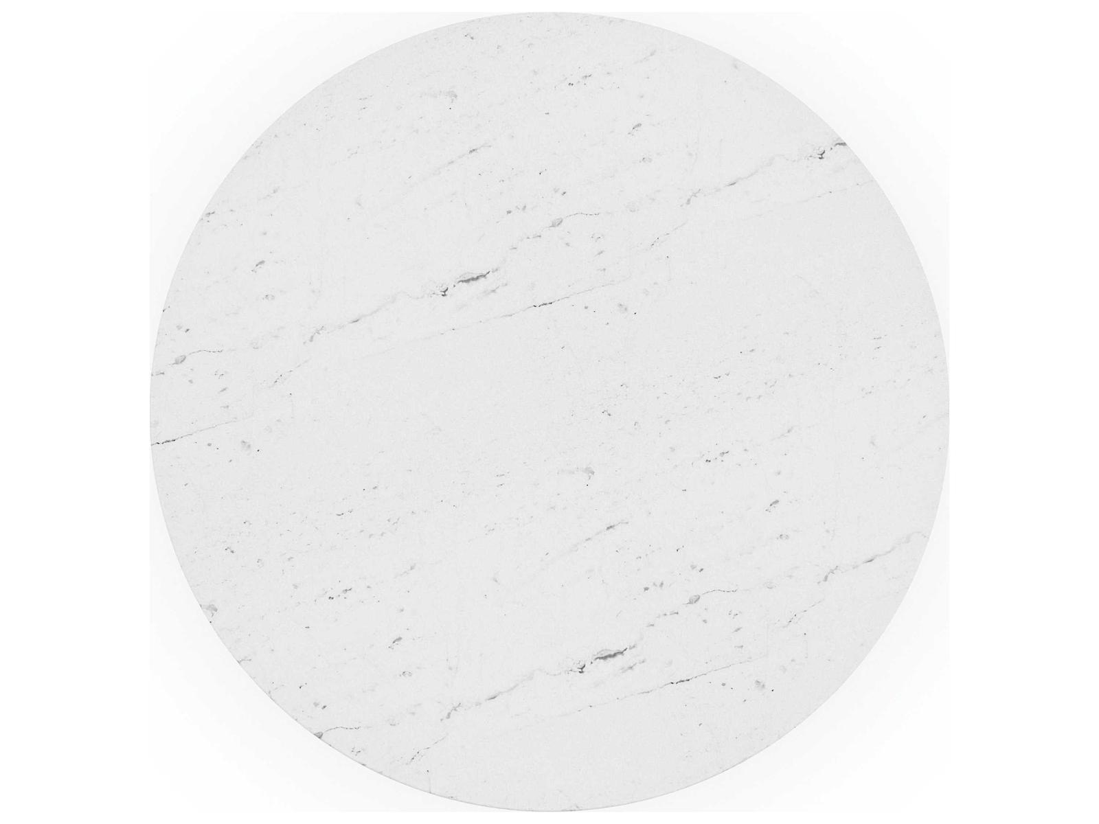 All Natural 60-Inch Round Dining Table with White Marble Top and Rich Walnut Base