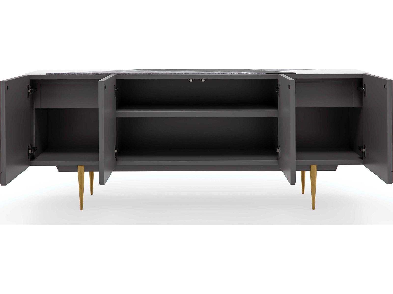 Over The Edge Sideboard in Warm Slate and Champagne Gold