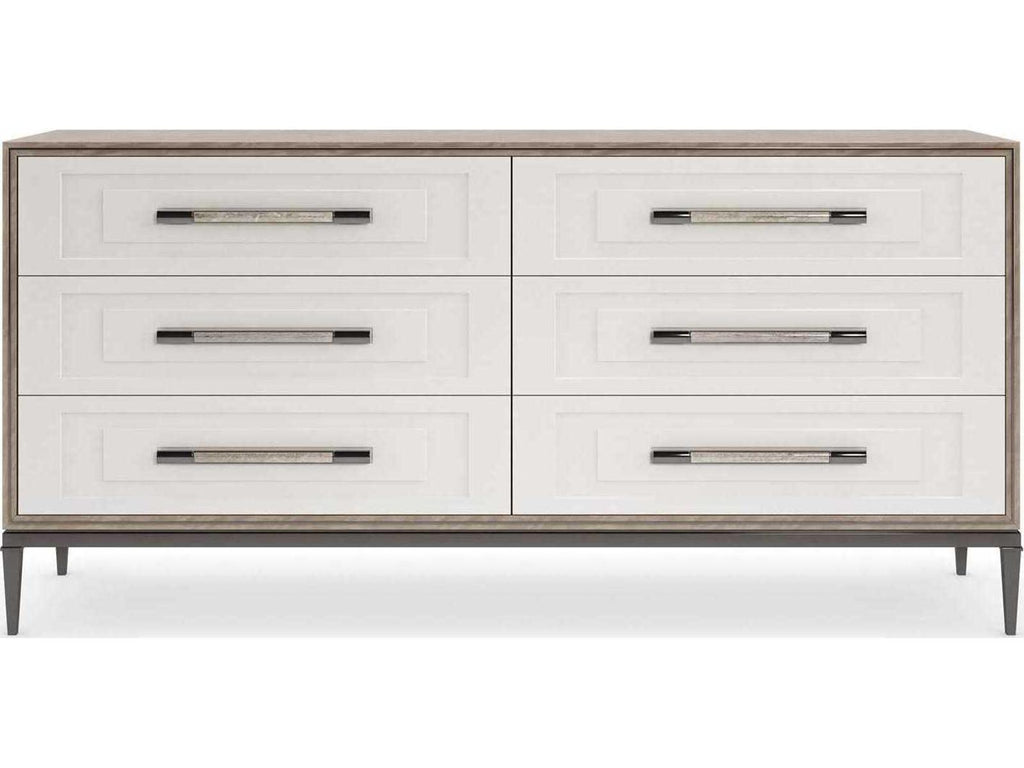 Impressive 6-Drawer Dresser in Mountain Smoke and Pearly White