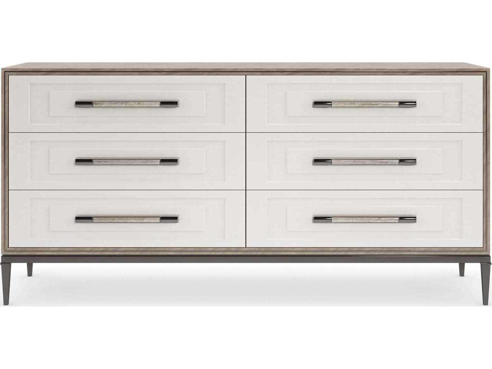Impressive 6-Drawer Dresser in Mountain Smoke and Pearly White