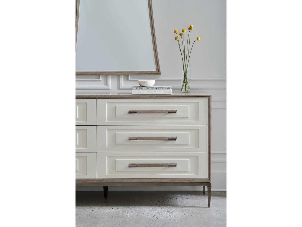 Impressive 6-Drawer Dresser in Mountain Smoke and Pearly White