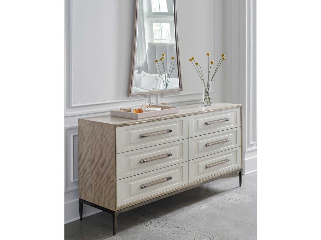 Impressive 6-Drawer Dresser in Mountain Smoke and Pearly White