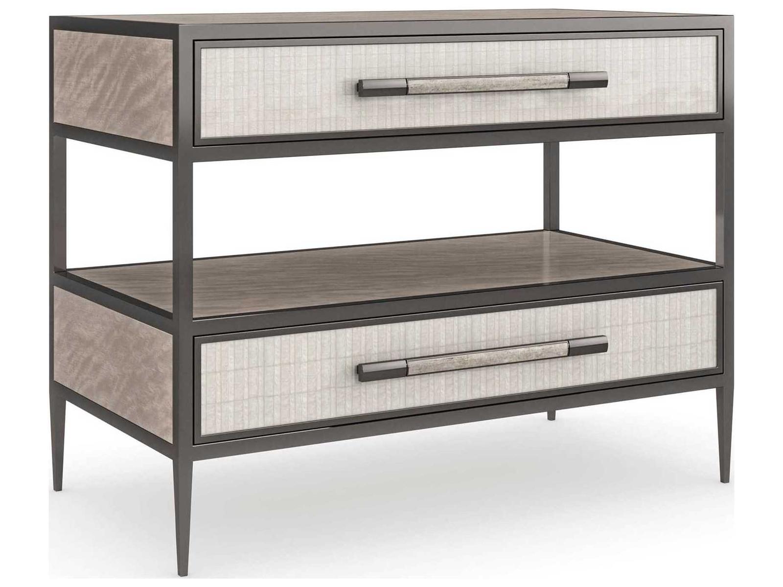 Dual Impressions Nightstand in Mountain Smoke and Deep Bronze