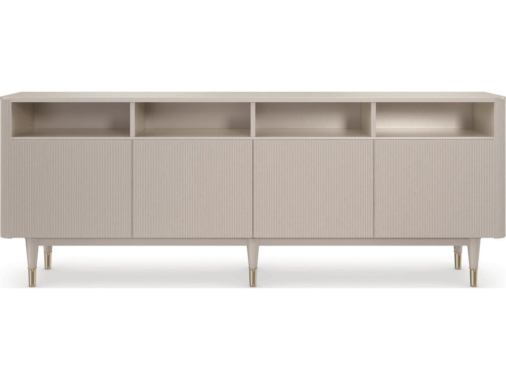 Love Lines 80-Inch Rectangle Console Table in Matte Pearl and Whisper of Gold