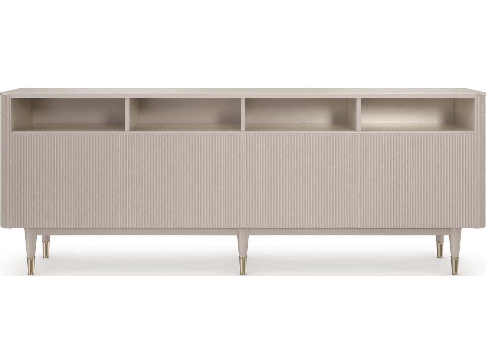 Love Lines 80-Inch Rectangle Console Table in Matte Pearl and Whisper of Gold