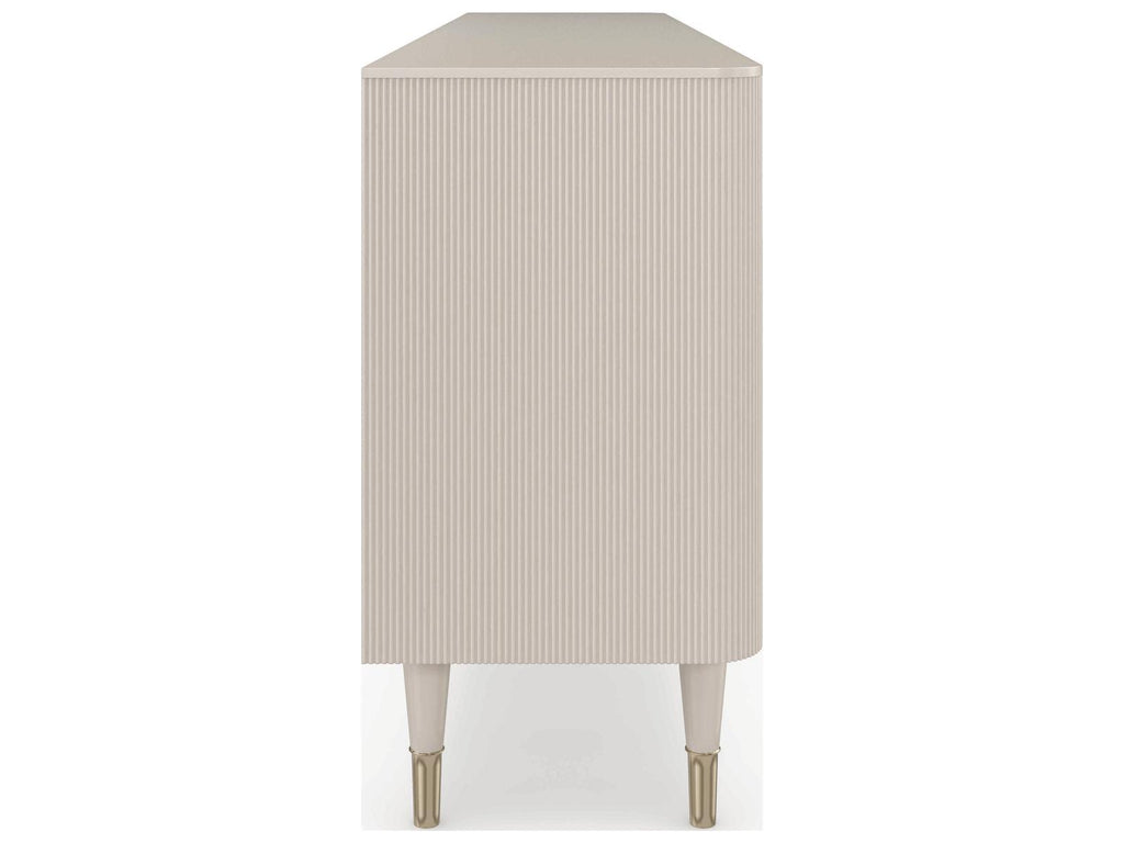 Love Lines 80-Inch Rectangle Console Table in Matte Pearl and Whisper of Gold
