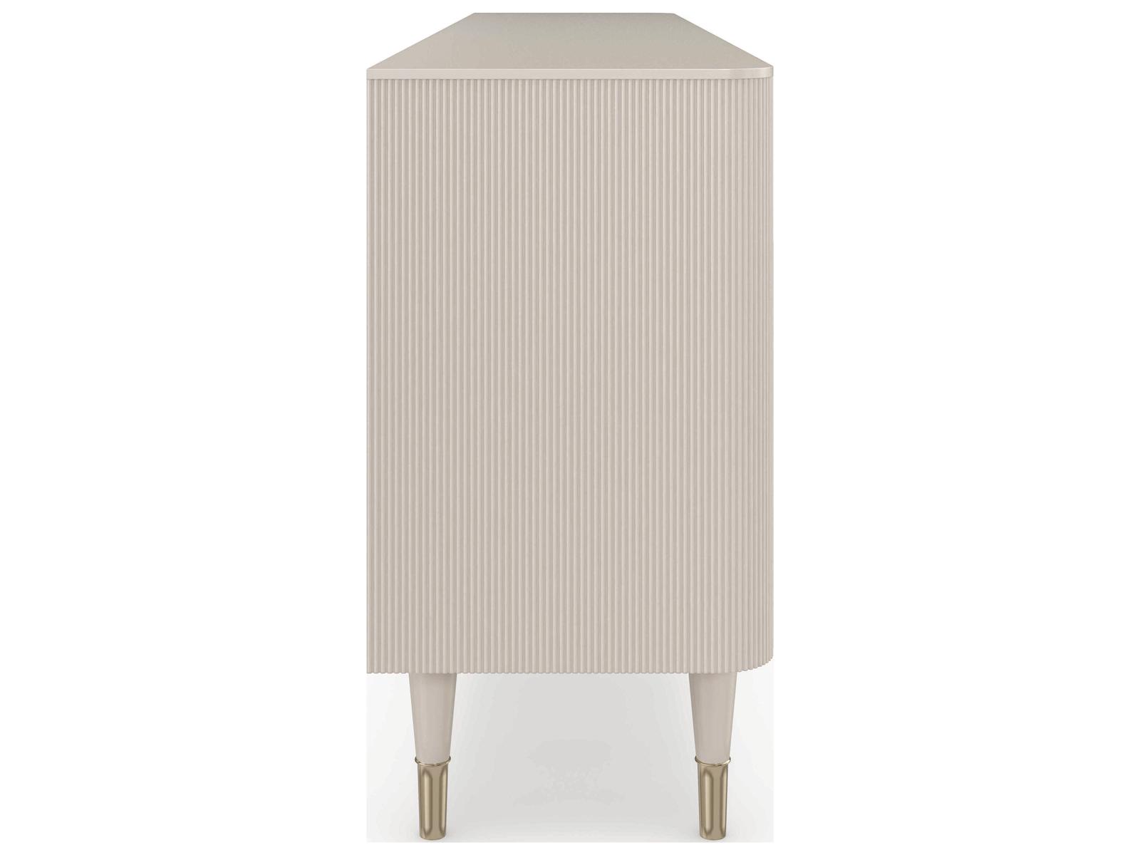 Love Lines 80-Inch Rectangle Console Table in Matte Pearl and Whisper of Gold