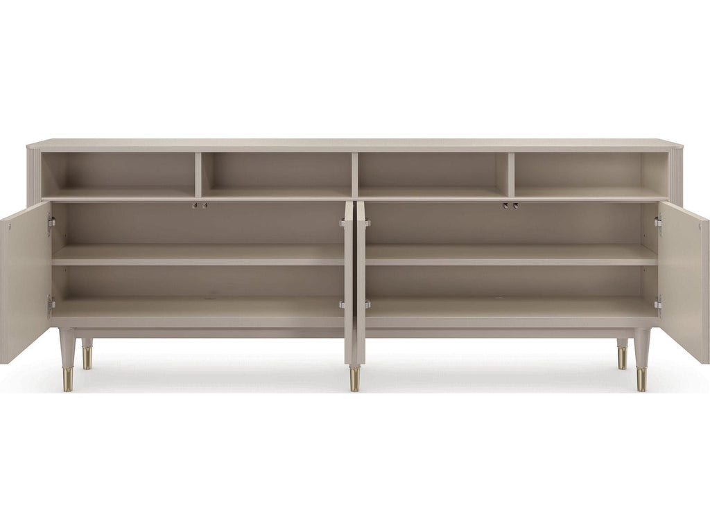 Love Lines 80-Inch Rectangle Console Table in Matte Pearl and Whisper of Gold