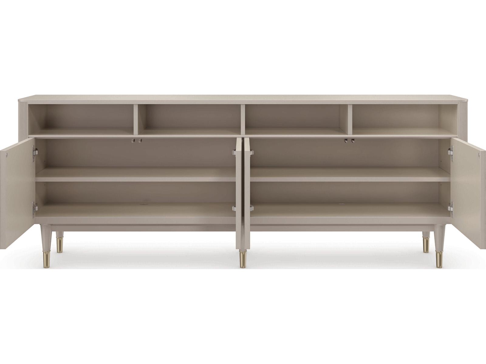 Love Lines 80-Inch Rectangle Console Table in Matte Pearl and Whisper of Gold
