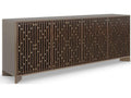 Diamond In The Rough 84-Inch Console Table in Brushed Antique Brass and Walnut