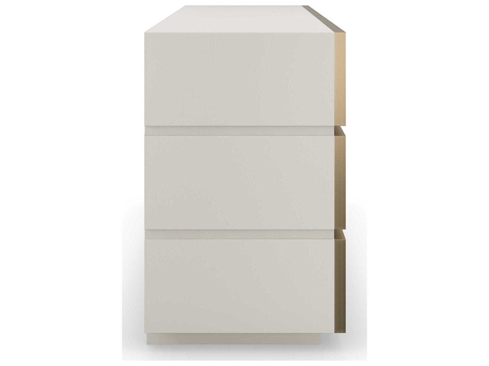 Bedrock Six-Drawer Dresser in Almond Milk and Champagne Gold