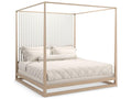 Pinstripe Light King Canopy Bed in Sun Drenched Oak and Almond Milk