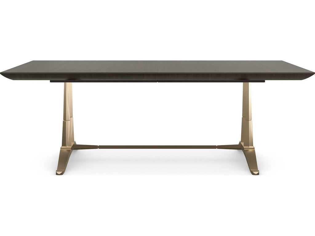 D'Orsay Rectangle Extendable Dining Table in Otter and Champagne Gold
