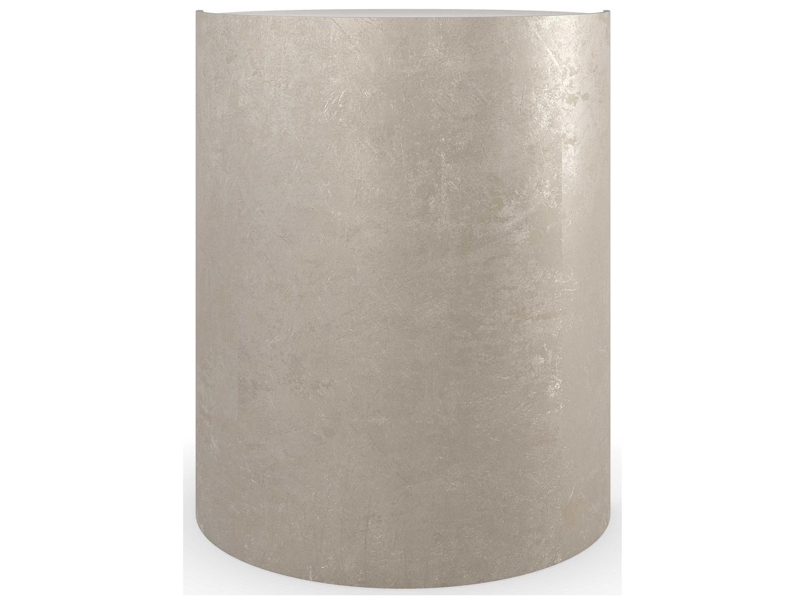 Classic Nautilus Round End Table in Taupe Silverleaf and Gold