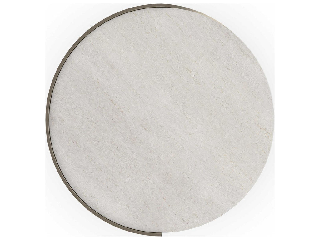 Classic Nautilus Round End Table in Taupe Silverleaf and Gold